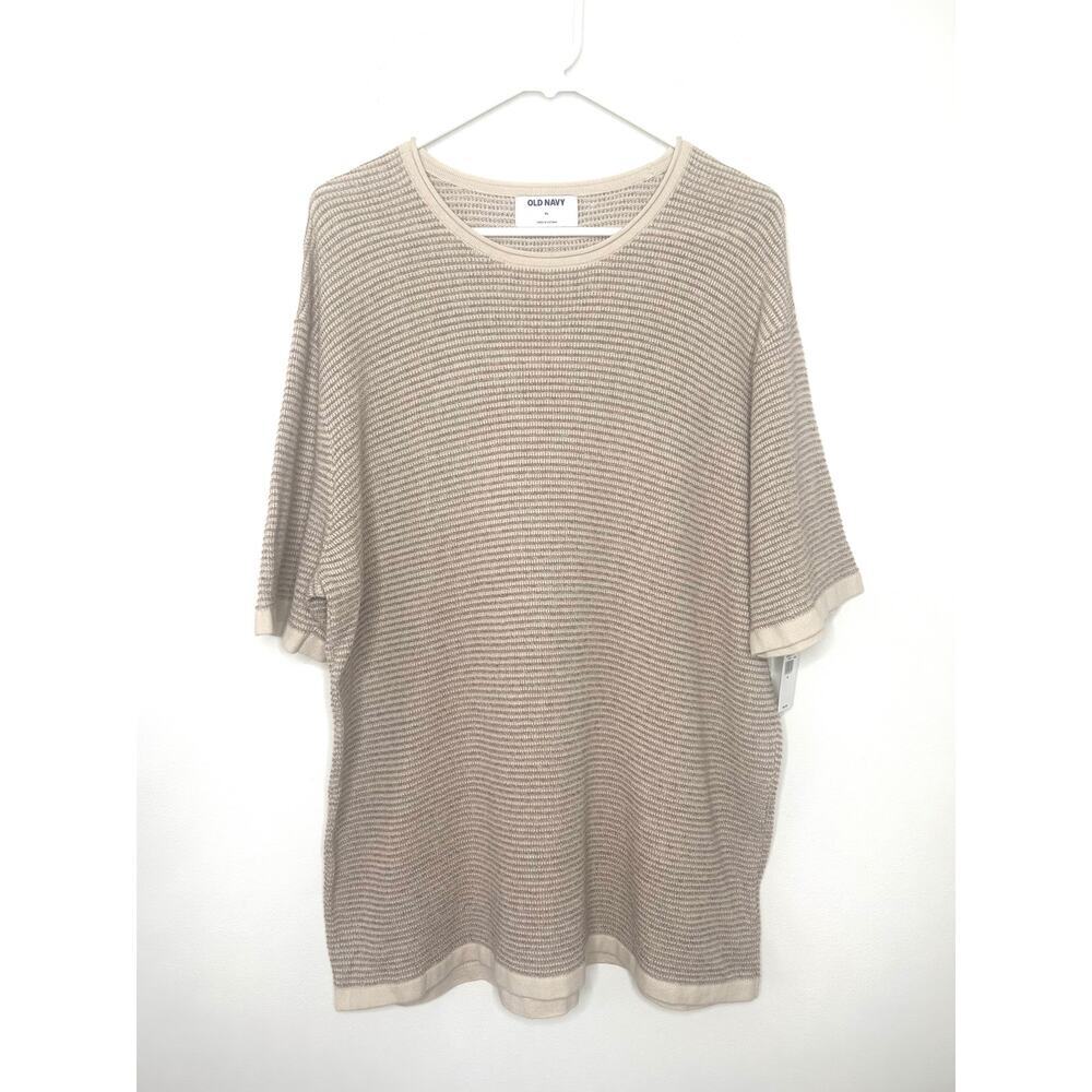 Old Navy Men's Sweater-Knit T-Shirt Sz XL Tan Cream Preppy Beach Resort Coastal